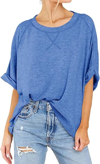 Womens Oversized Tshirts Casual Summer Tops Short Sleeve Loose Fit Tunic T Shirts