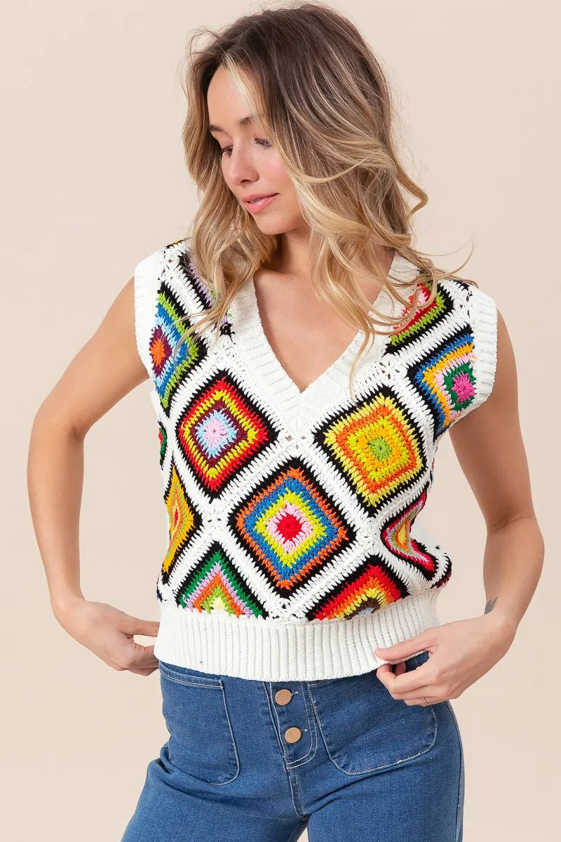 Diamond Granny Square Sweater Vest