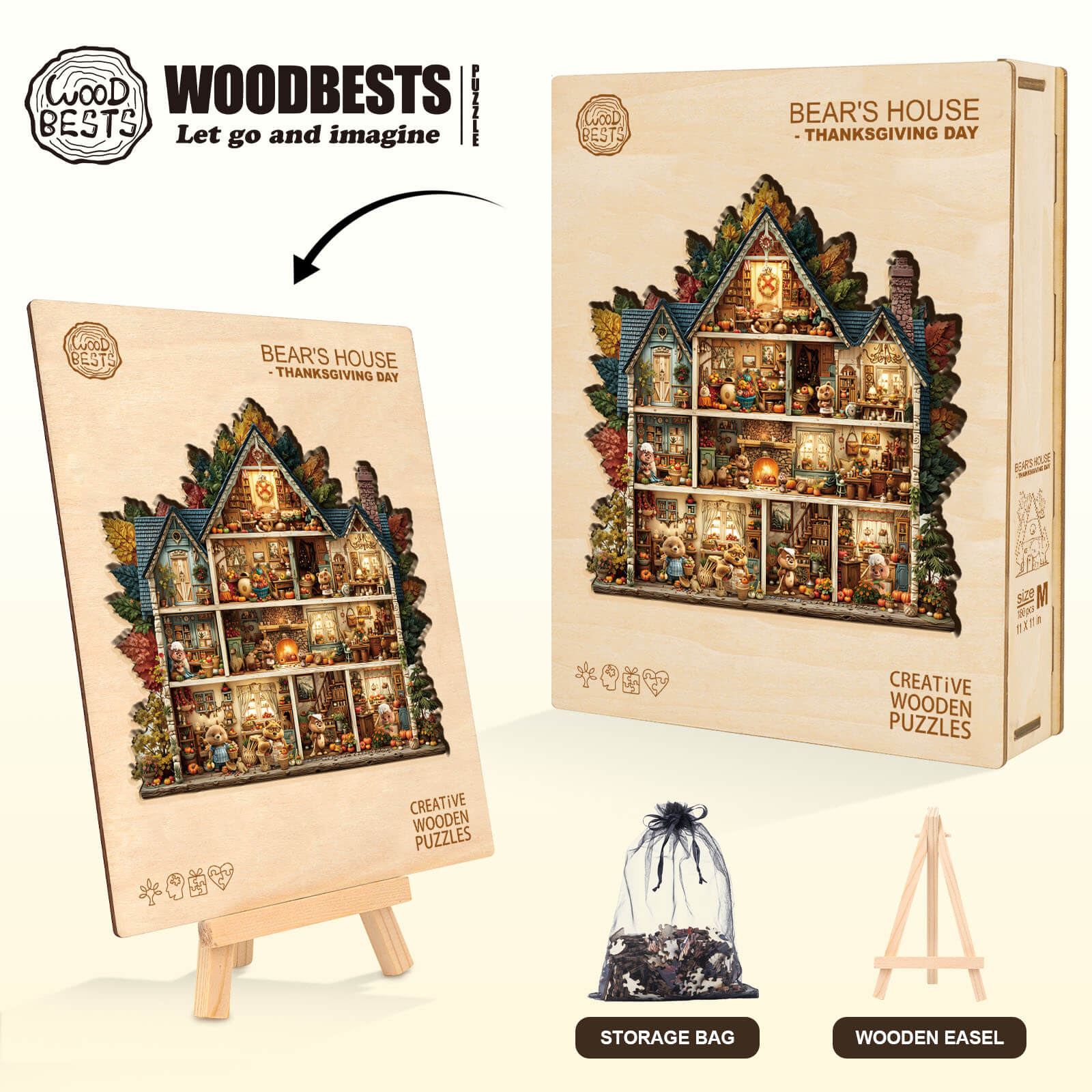 Bear's House - Thanksgiving Day Wooden Jigsaw Puzzle