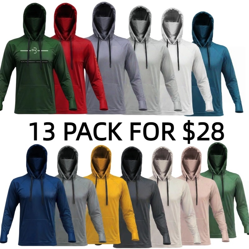 Fishing and Construction Shirts - Hooded UPF 50 Long Sleeve with Gaiter - Lightweight, Breathable, Moisture-Wicking, Premium Outdoor Wear for Men