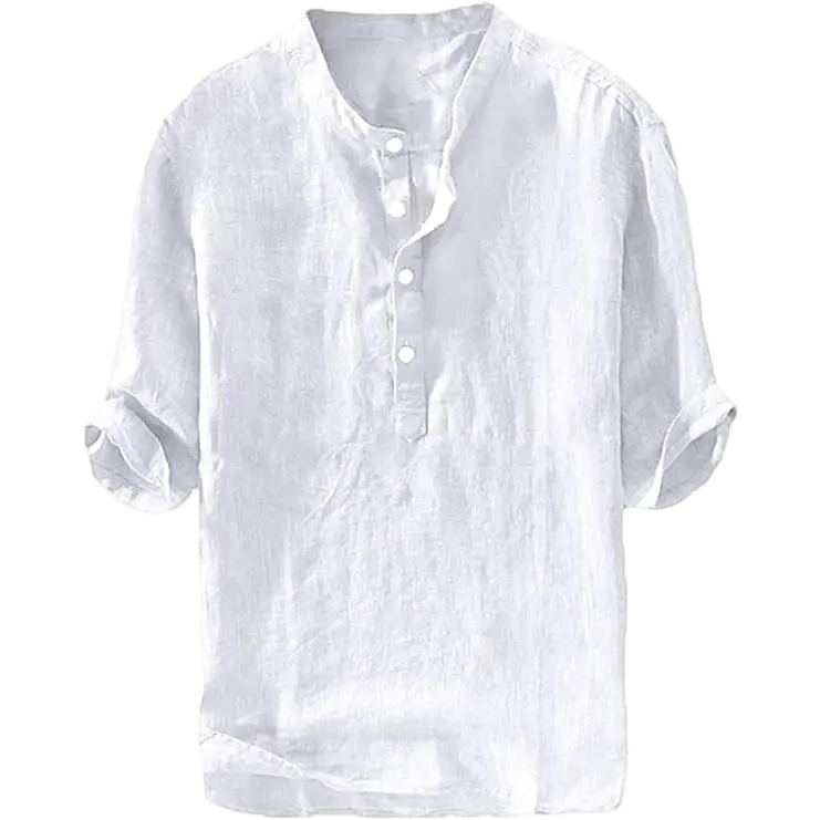 Men's Linen Cotton 3/4 Sleeve Henley T-Shirt