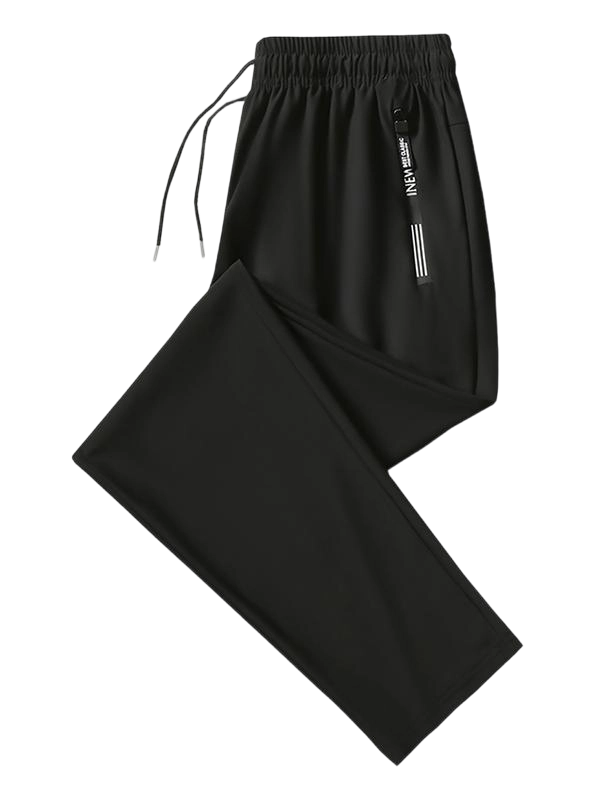 Men's Simple & Stylish Casual Pants - Drawstring Waistband, Zippered Pockets