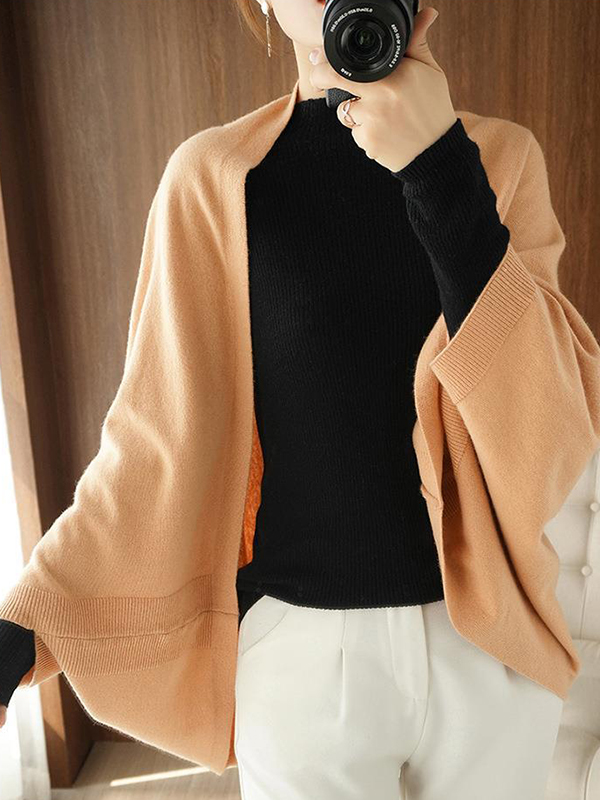 Casual Loose Solid Color Shawl&Cloak