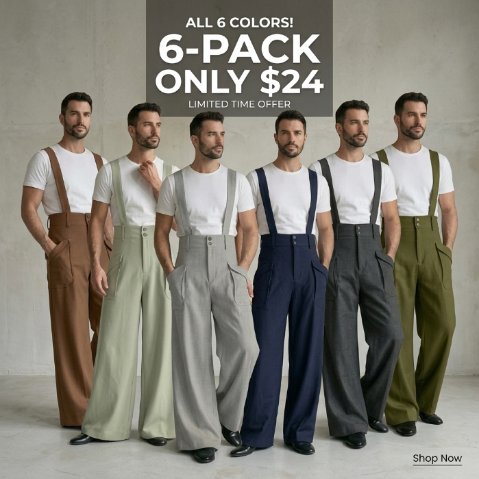 Men’s Vintage High - Waisted Suspender Wide - Leg Palazzo Overalls