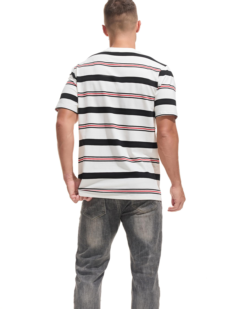 Men's Knitted Colorful Striped Short Sleeve T-Shirt