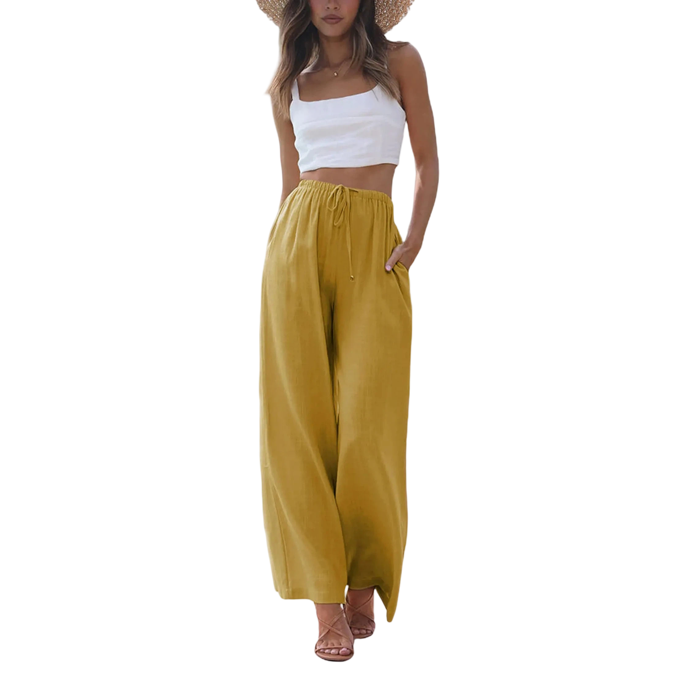 Women's Lightweight Wide Leg Palazzo Pants with Pockets