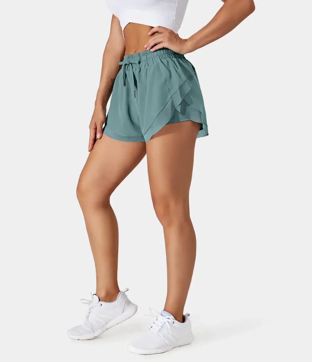 Contrast Flowy Mesh 2-in-1 Shorts