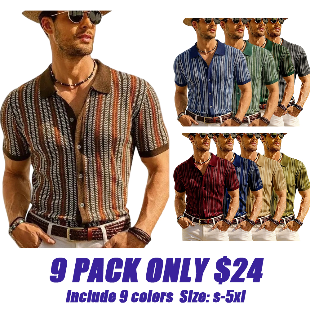 Men's Retro Button-Sweater Stretch Shirt for Spring/Summer