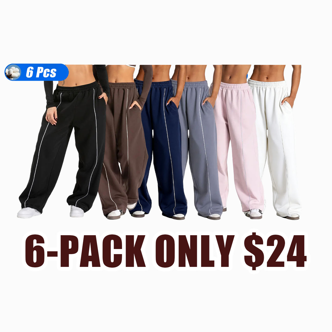 Womens Workout Straight Yoga Pants for Girls High Waist Wide Leg Sweatpants with Pockets Fashion Stretch Lounge Comfy Joggers Gym Pants