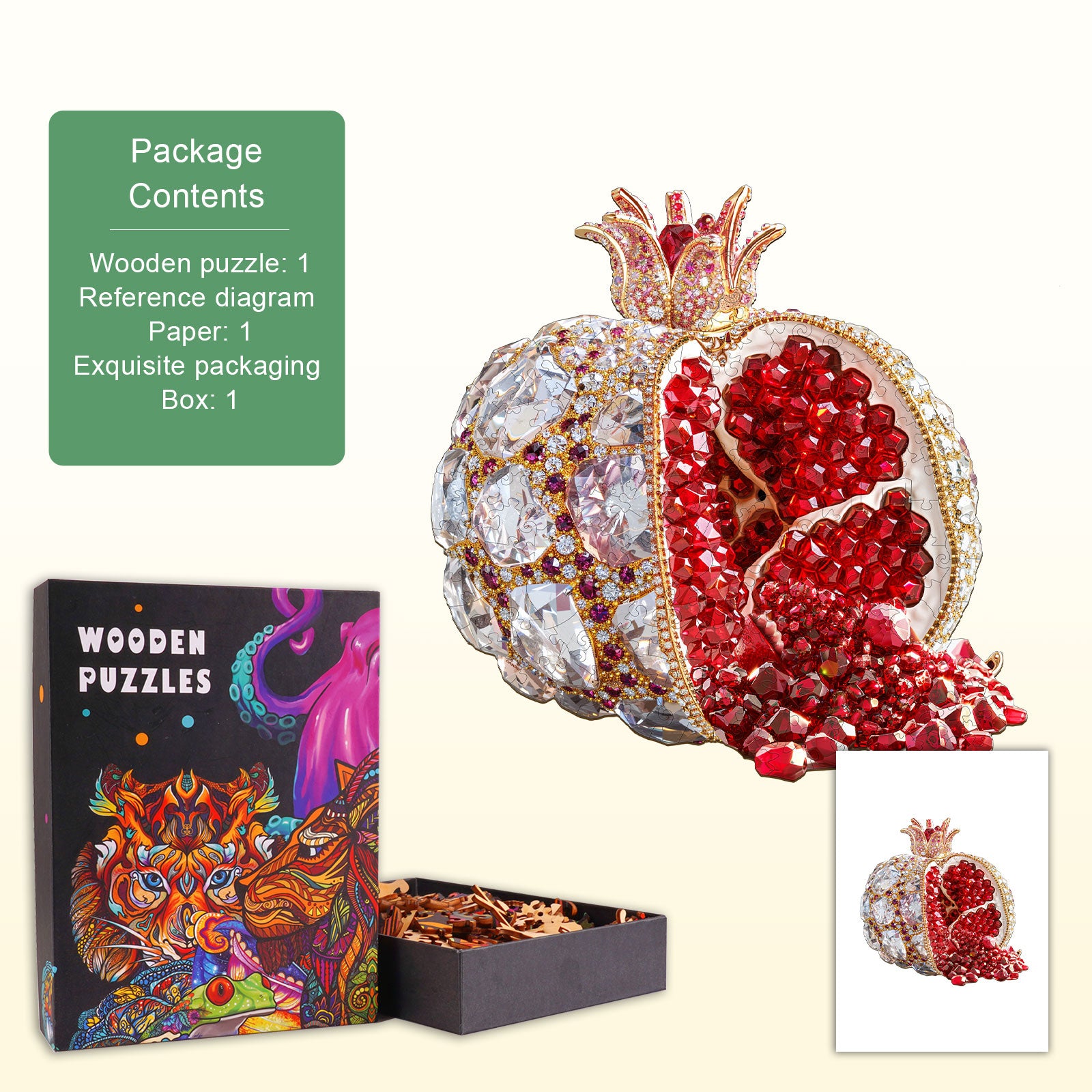 Gem Pomegranate Wooden Jigsaw Puzzle