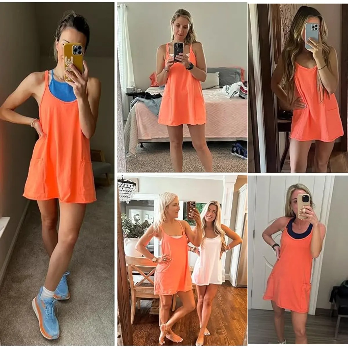 Women's Summer Sleeveless V Neck Tennis Dress Built-in Shorts with Pockets Athletic Mini Dress