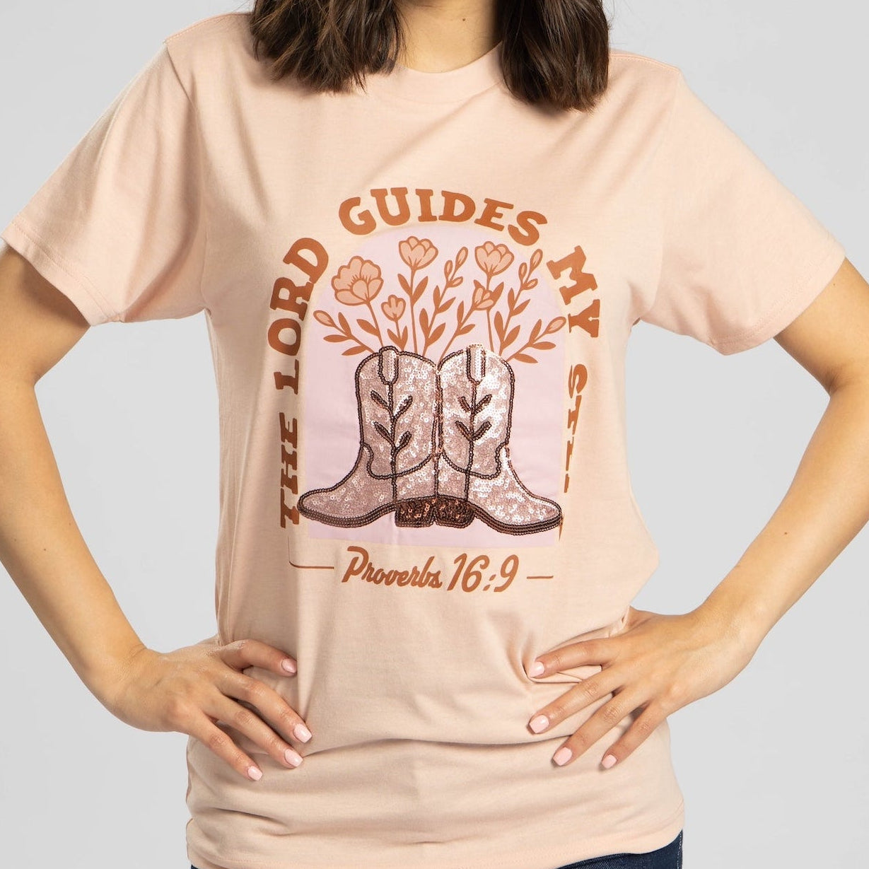Embellished The Lord Guides My Steps Sequin Tee