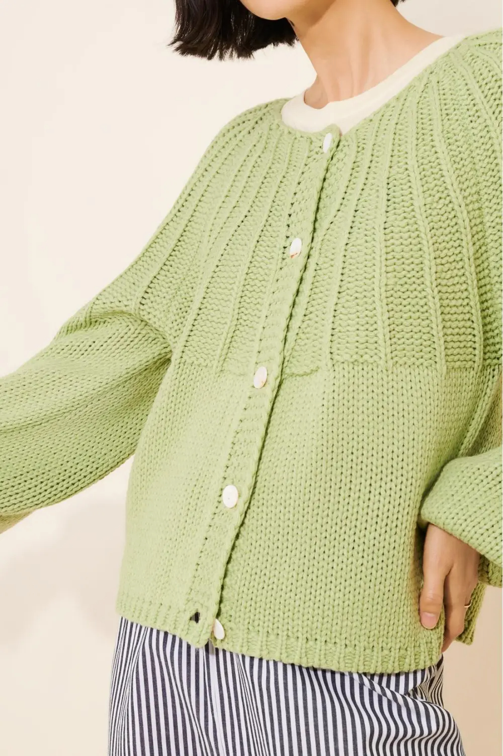 Balloon Sleeve Textured Cardigan