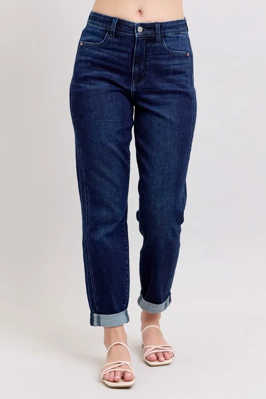 Blue Full Size High Waist Boyfriend Jeans Plus Size