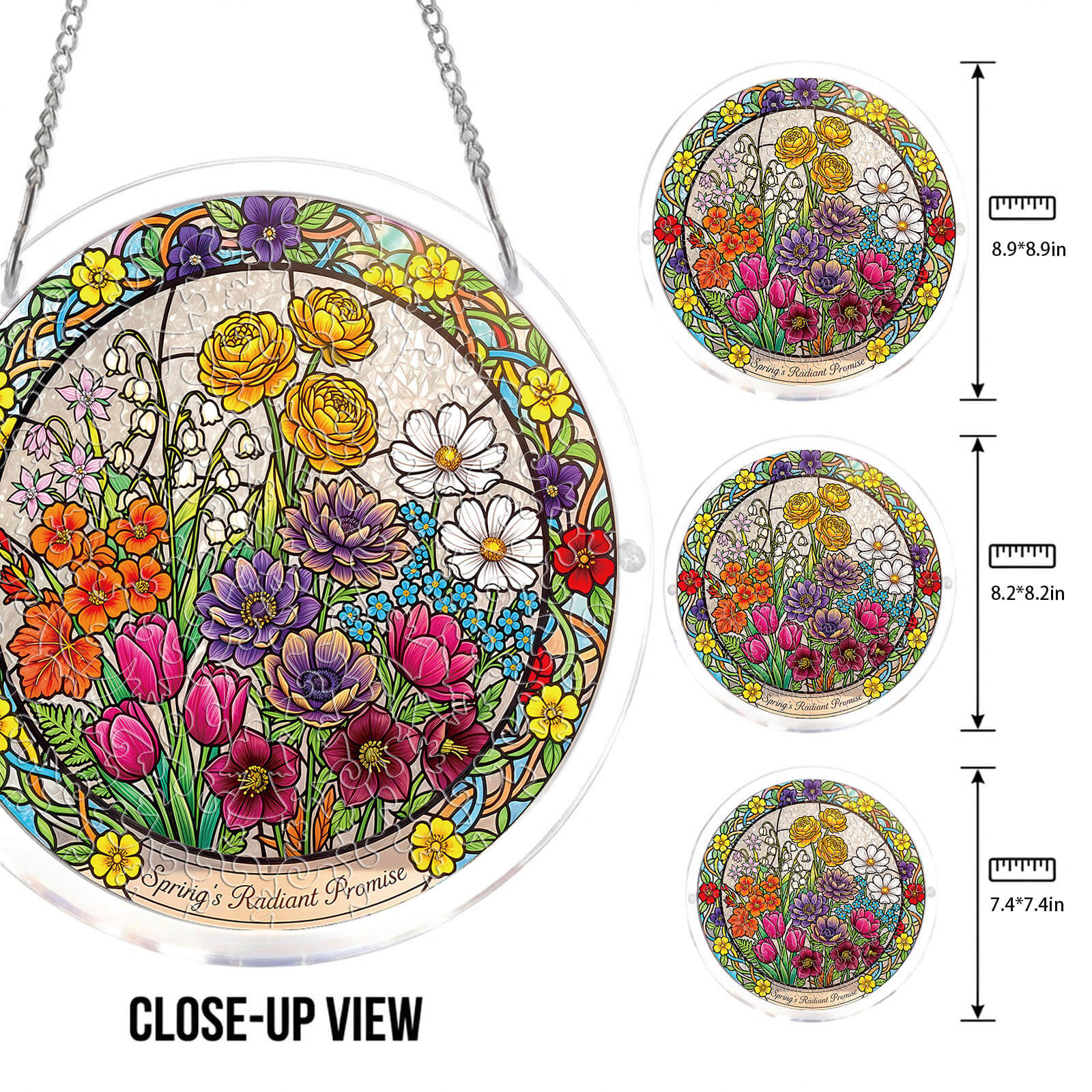 Acrylic Jigsaw Puzzle Suncatcher - Spring Blossoms