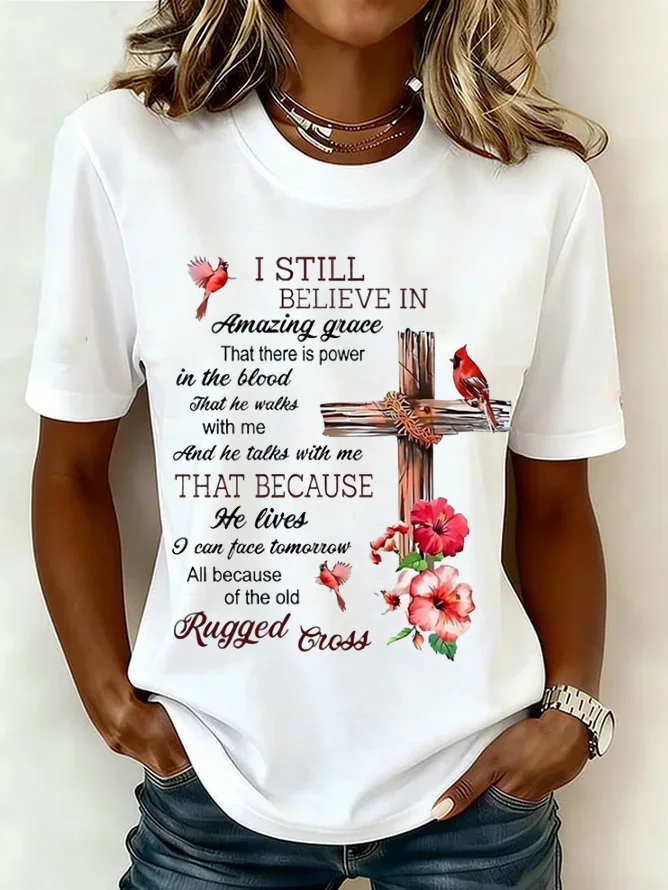 Women's Mother's Day Short Sleeve T-shirt Summer White Text Letters Printing Jersey Crew Neck Daily Going Out Casual Top