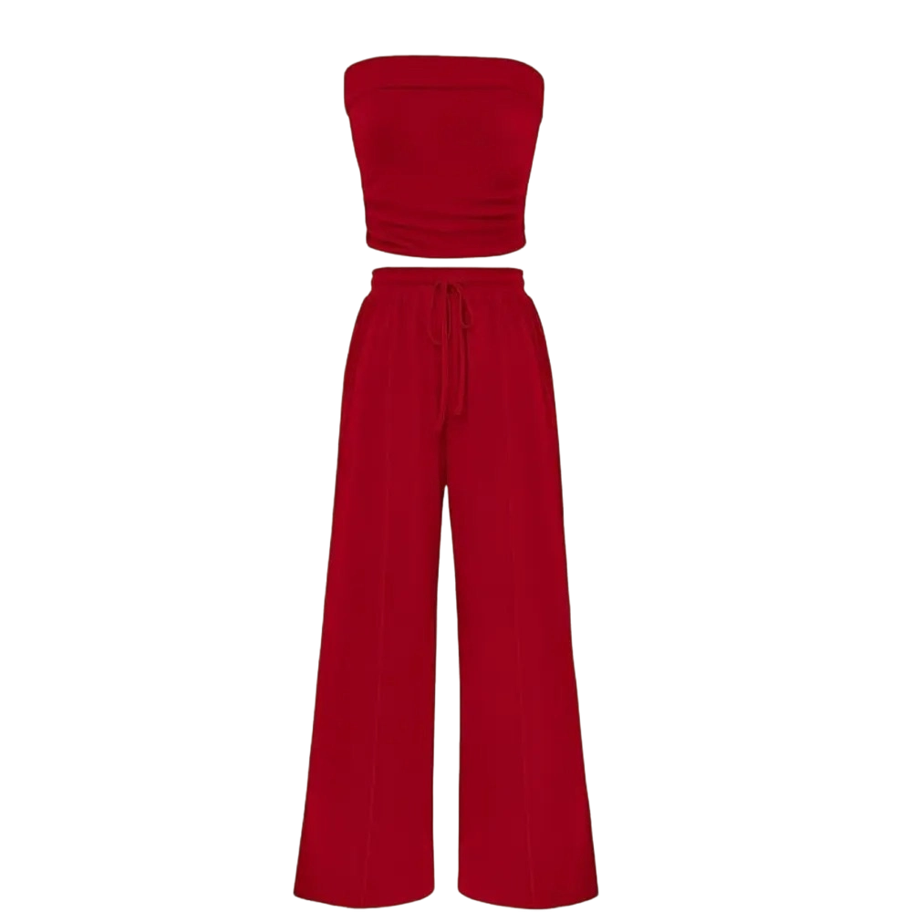 Women’s Ribbed Tube Top & Wide-Leg Pants Set