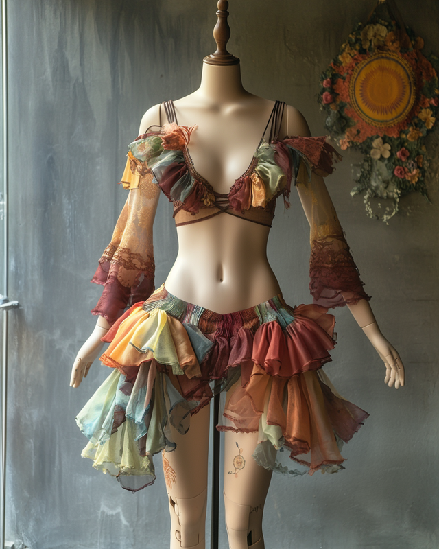 Sexy Elegant Ruffle Top + Skirt Two-Piece Swimsuit  e173