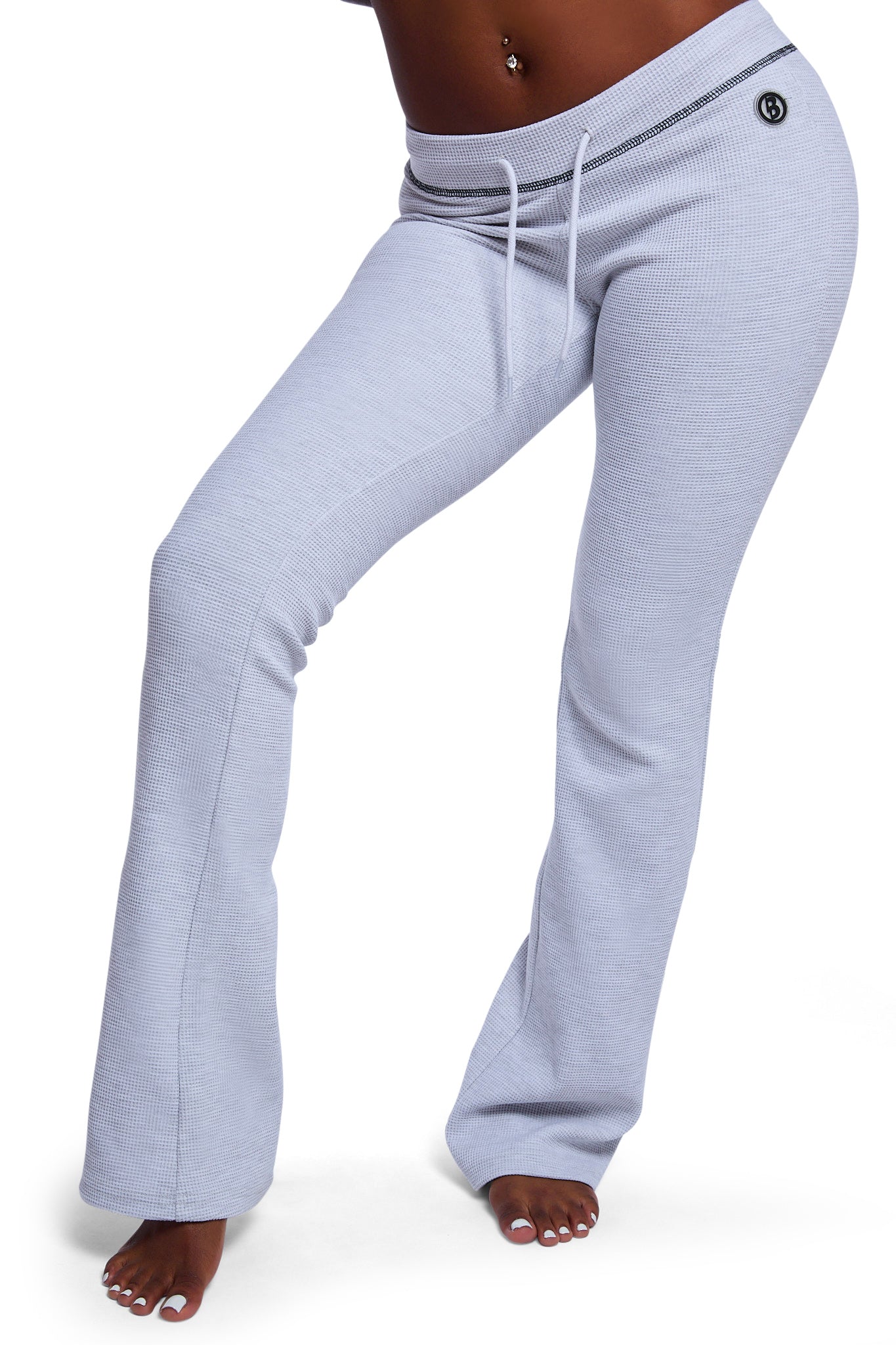 WAFFLE KNIT BOOT CUT PANTS (HEATHER GREY/BLACK)