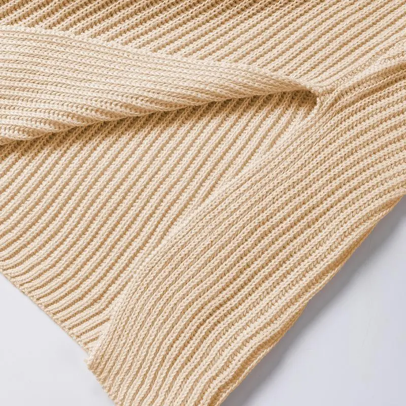 Women’s Oversized Knit Top – Casual Crew Neck Short Sleeve Sweater with Side Slit