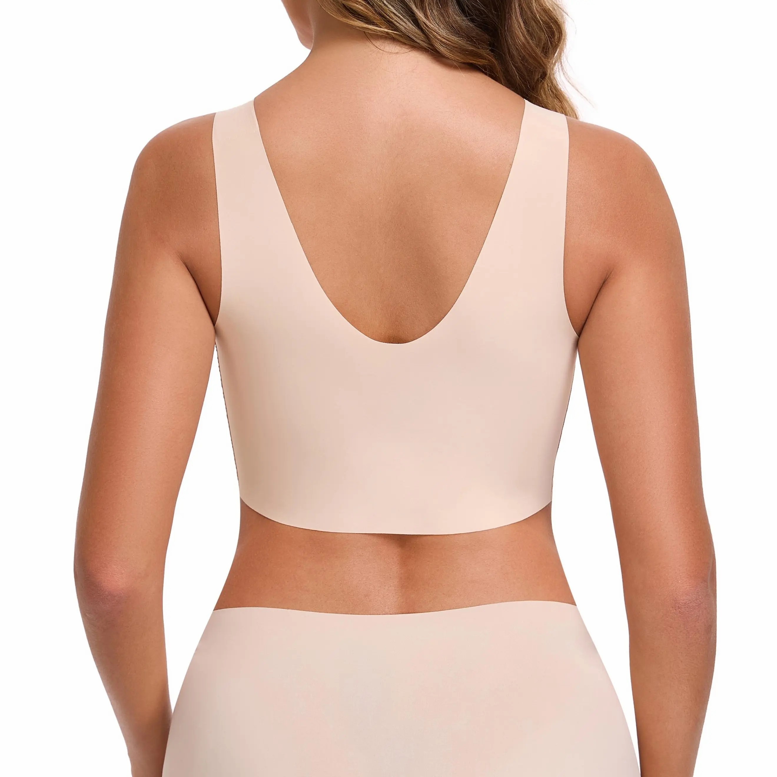 Seamless Bras for Women Full Coverage Wireless Bralette Widen Straps Side