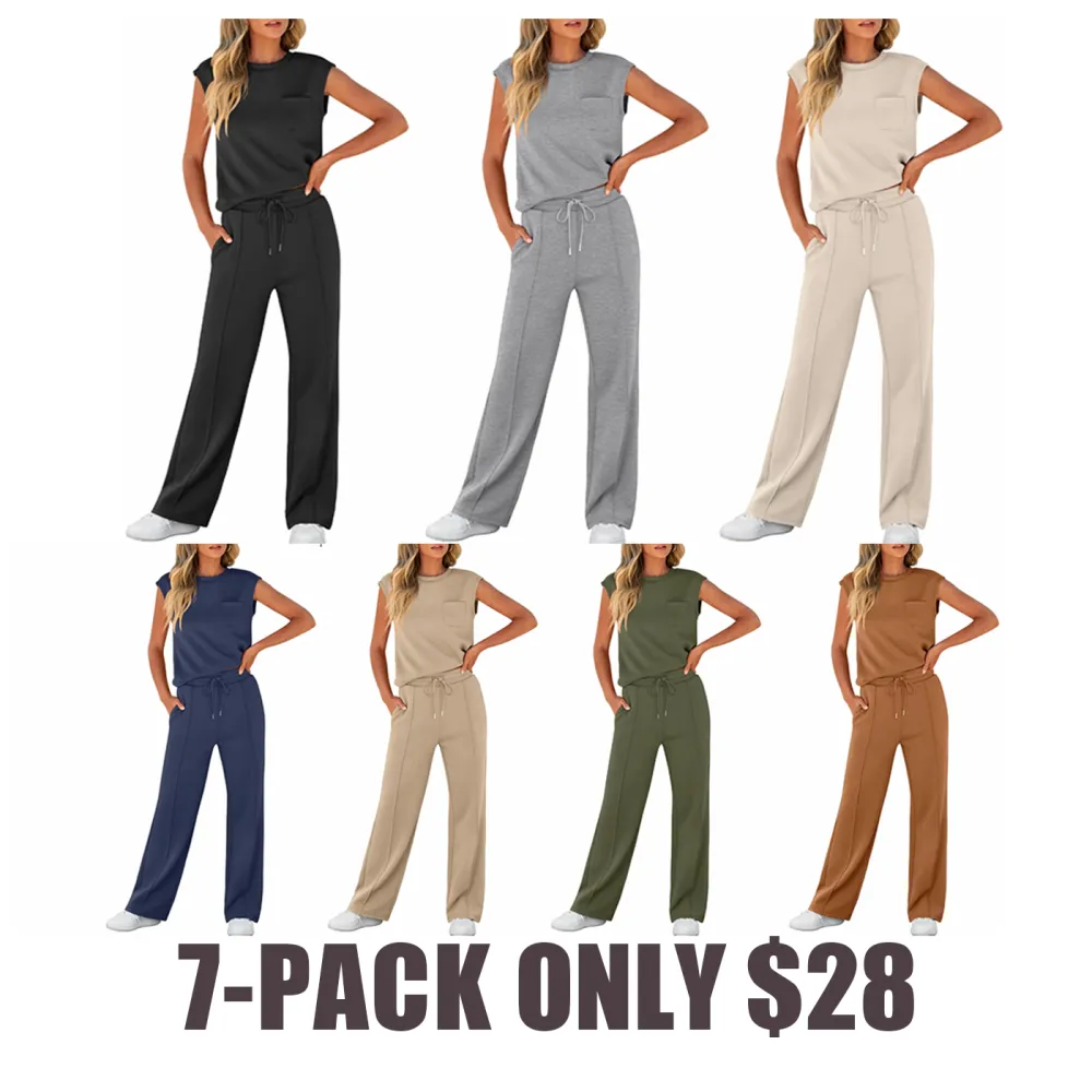 Women's 2-Piece Summer Set – Sleeveless Top & Wide-Leg Pants