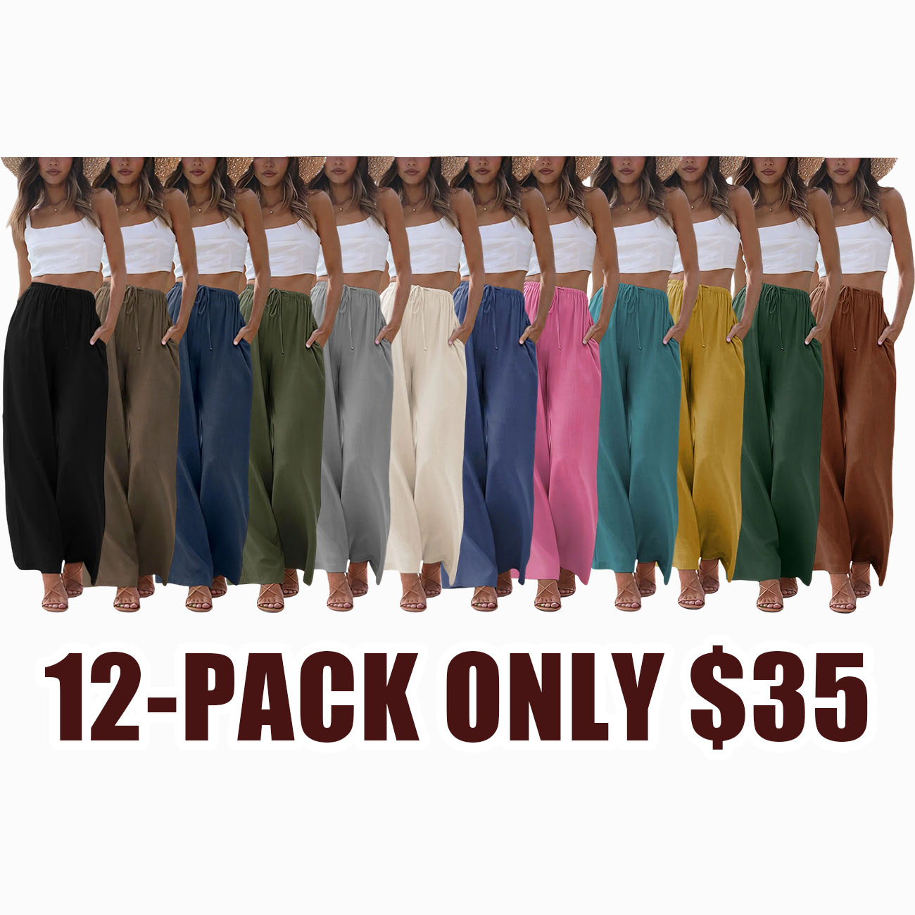 🔥🔥 Limited-Time Clearance!🛍️Palazzo Pants for Women - Beach to Street Wide Leg + Pockets