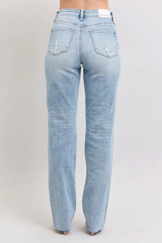 Blue Full Size Midi Rise Light Wash Dad Jeans Plus Size