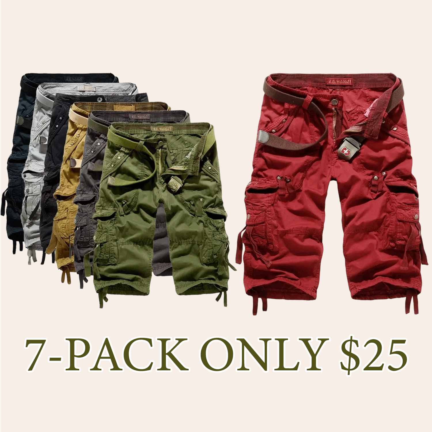 🔥Last day promotion🔥Men's Korean Style Multi-Pocket Cargo Shorts Fashion Trend Multi-Pocket Mid-Length Shorts
