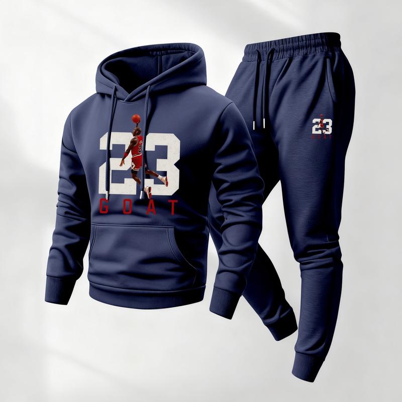 Goat Print Hoodie & Sweatpants Set - Unisex Athletic Lounge Set for Fall & Winter