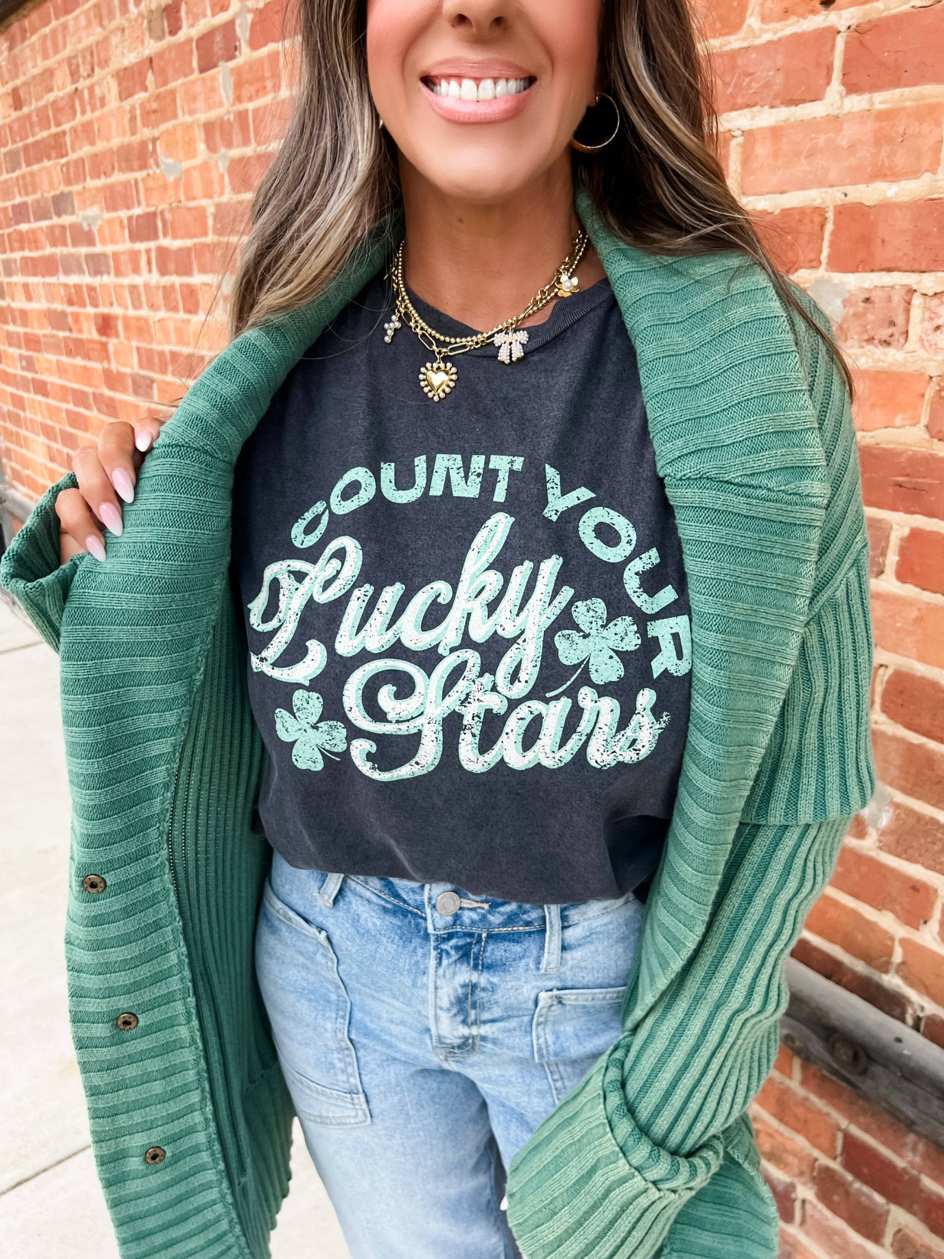 Count Your Lucky Stars Graphic Mineral T-Shirt