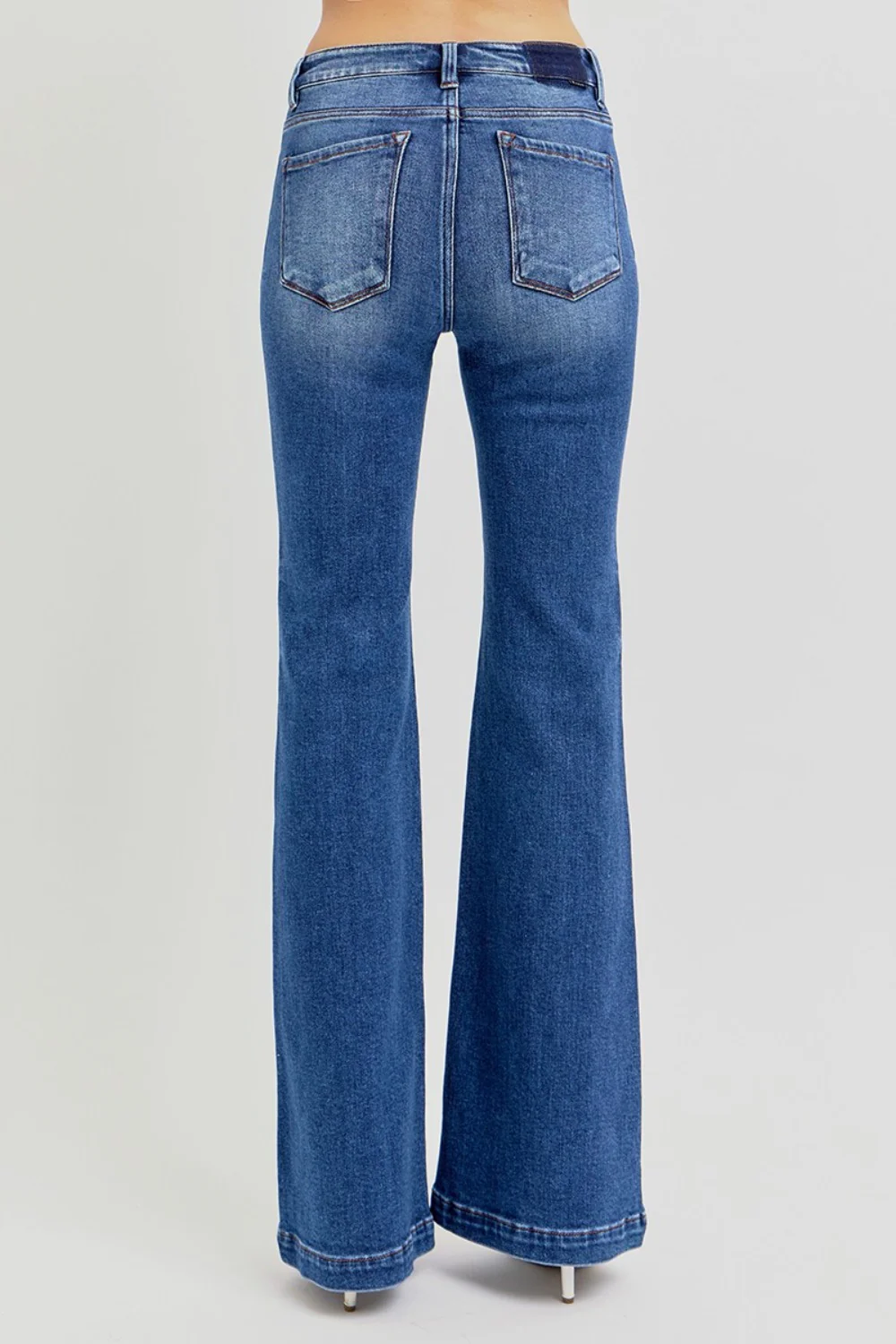 Full Size Low Rise Flare Jeans with Pockets
