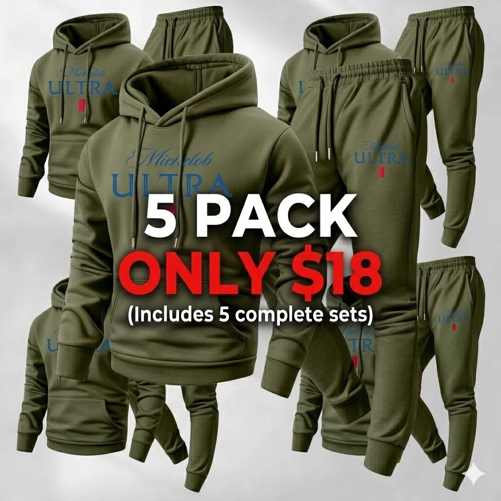 Men's vintage print hooded sweatshirt and drawstring sweatpants set