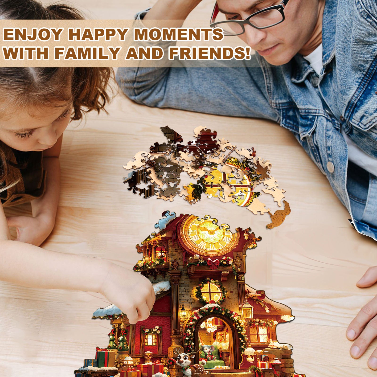 Christmas Clock Tower-2 Wooden Jigsaw Puzzle