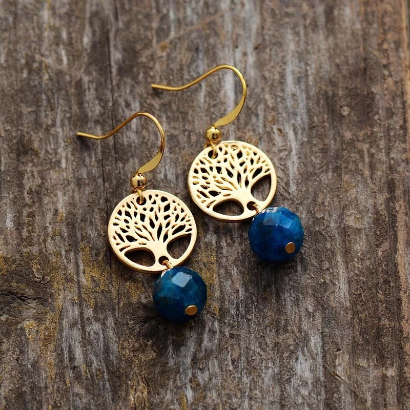 Boho Tree Of Life Natural Stone Earrings