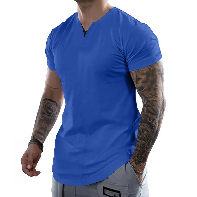 Men's Slim Fit V-Neck Muscle Tee - 2025 Summer Athletic Fashion