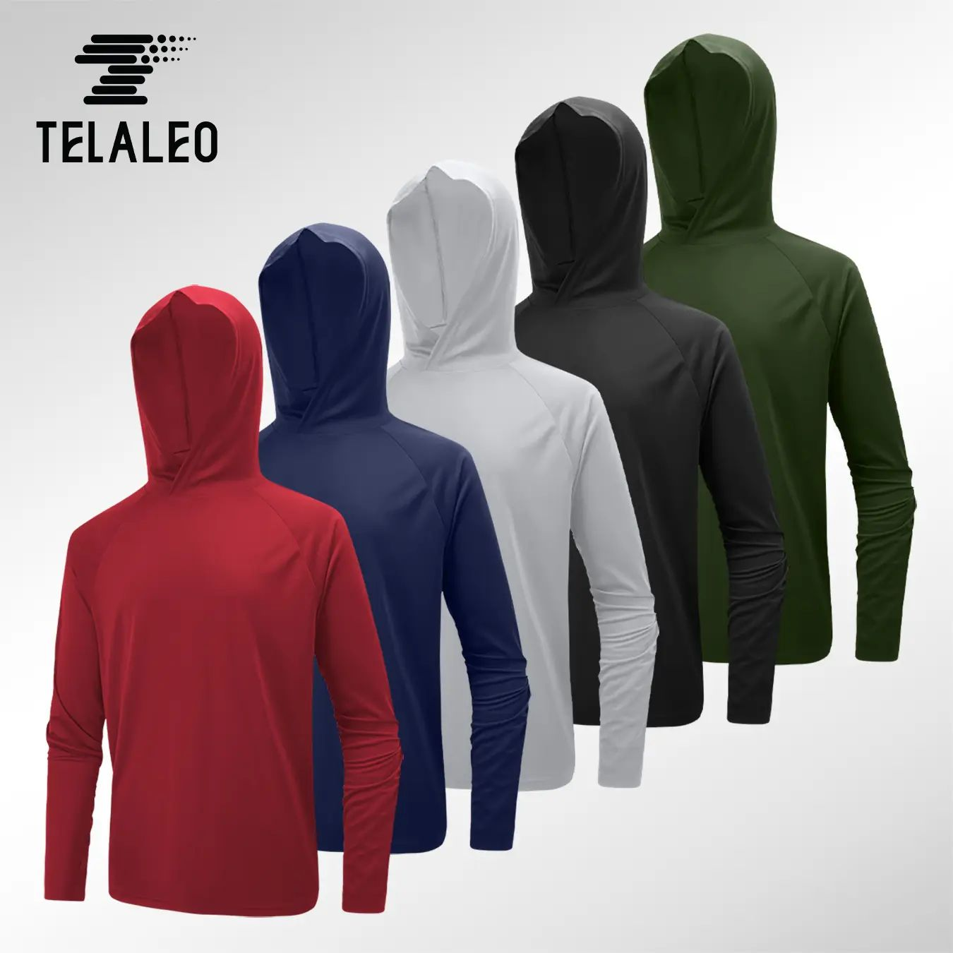 Men’s Athletic Hooded Long Sleeves – Quick Dry Running Shirts with Thumb Holes Sports Activewear Set