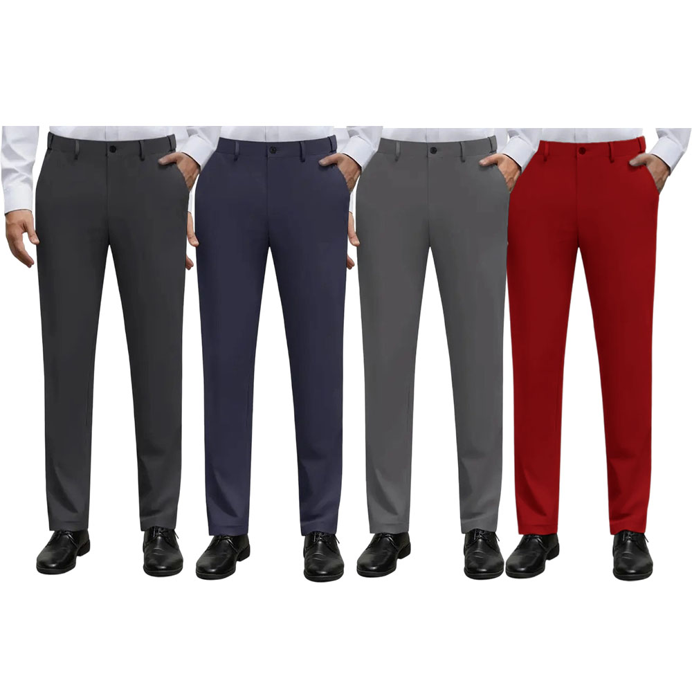 Men's Stretch Dress Pants No Iron Golf Pants Expandable Waist Flat Front Business Casual Pants
