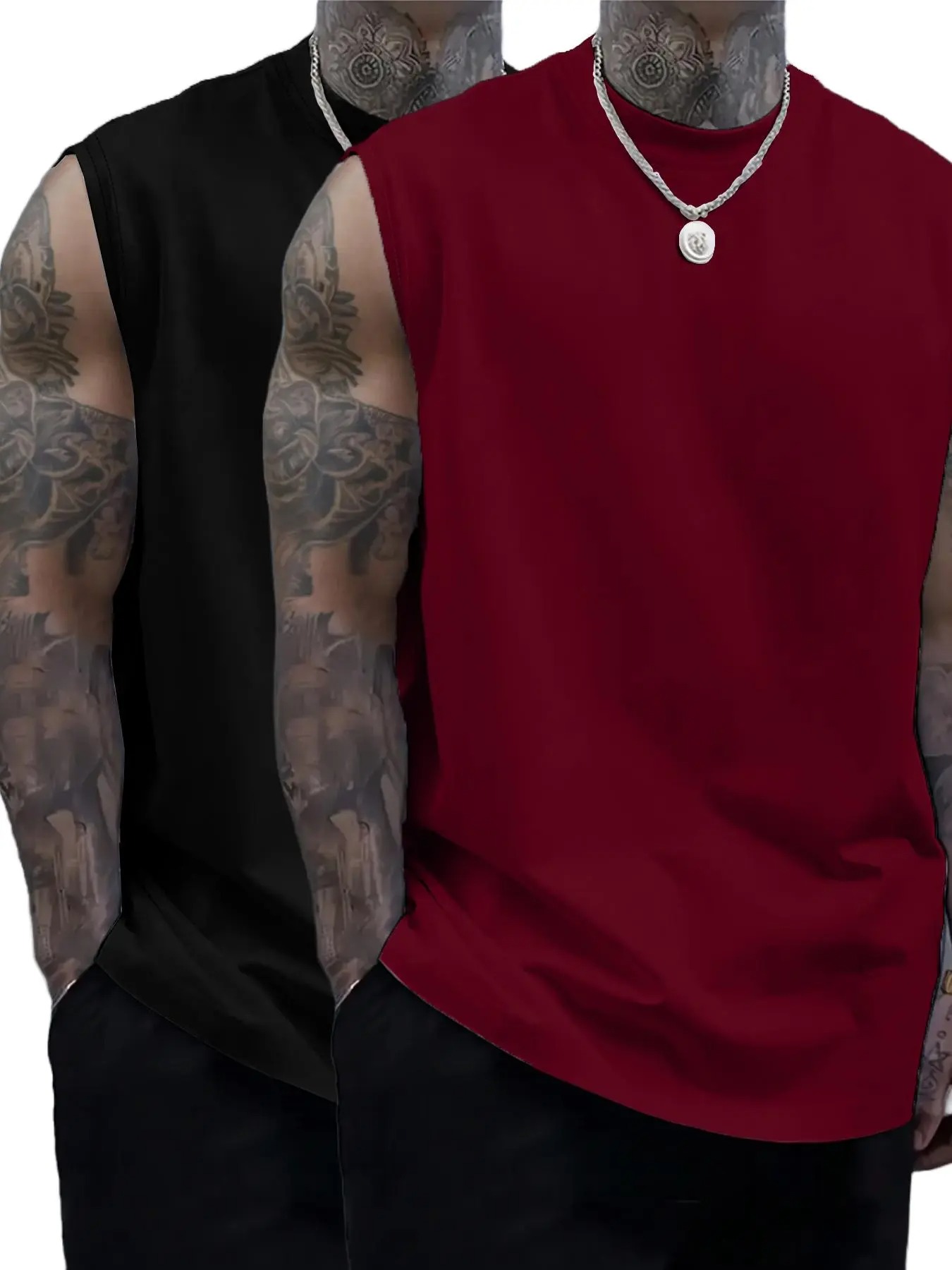 Men's Solid Color Crew Neck Tank Top