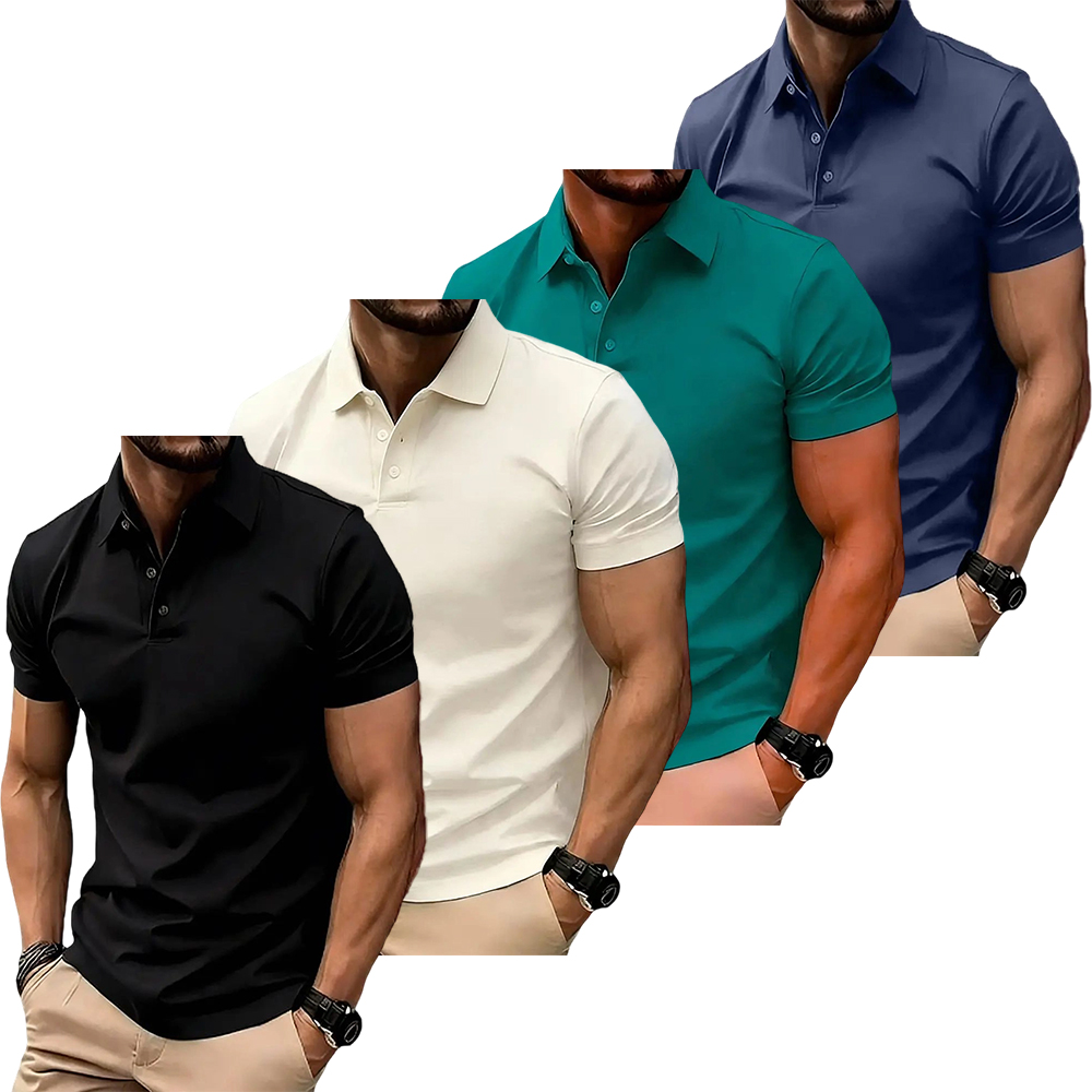 Men's Casual POLO Shirt, Solid Color Button Versatile Basic
