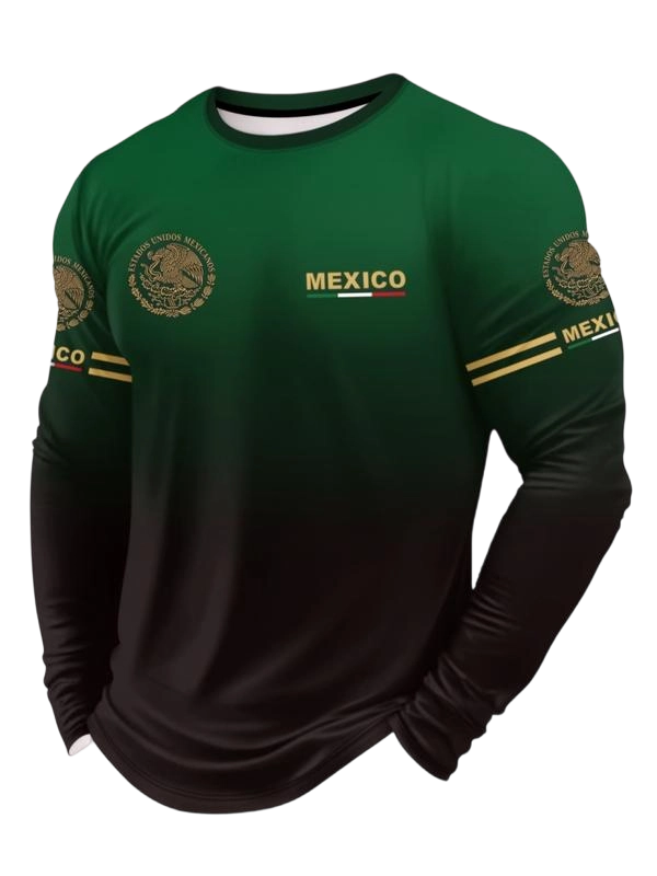 Men's 3D Print Long Sleeve T-Shirt, Breathable Comfort, Fitted Crop Top, All Seasons Wear