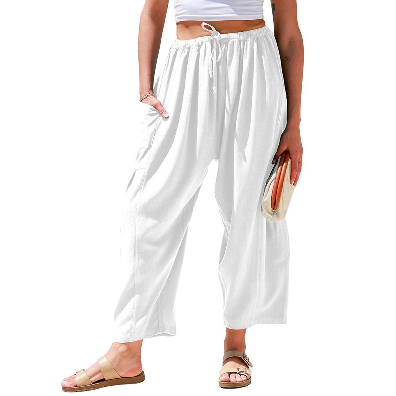 Women’s Breathable Linen Pants – Wide Leg Loose Fit with Pockets – Plus Size Friendly Summer Trousers for Travel & Daily Comfort (Sizes S–5XL)