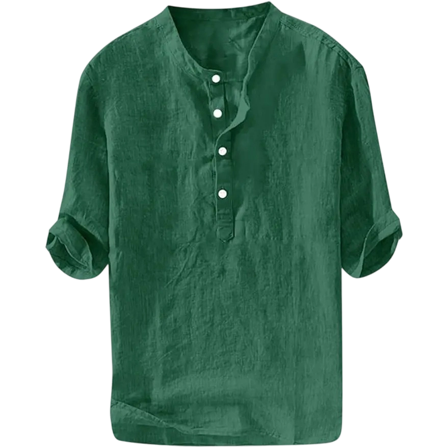 Men's Linen Cotton 3/4 Sleeve Henley T-Shirt