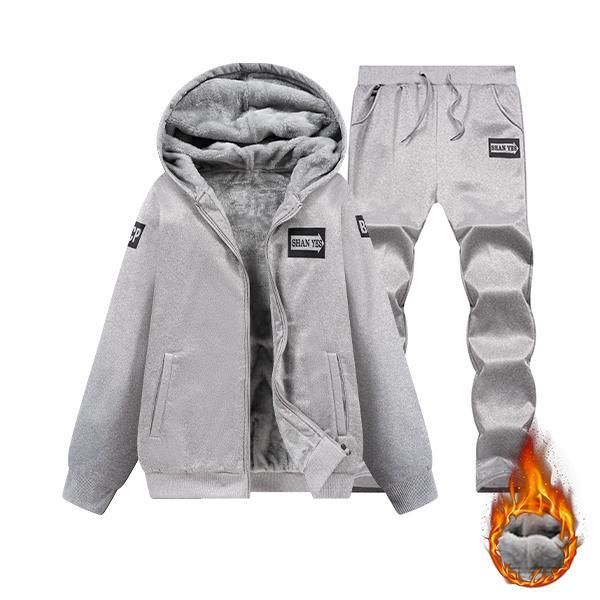 Men’s Thick Fleece Hoodie & Sweatpants Set – Warm Winter Casual Outfit