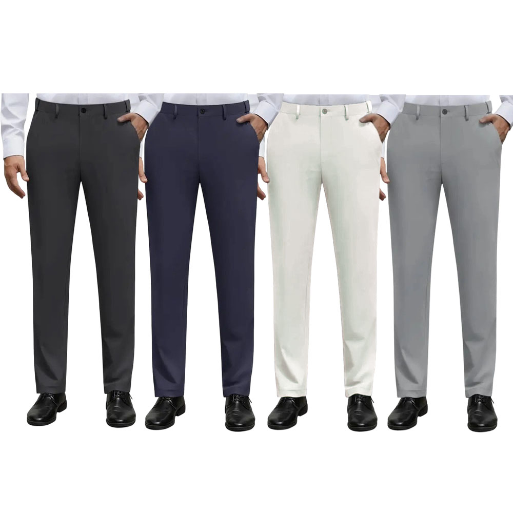 Men's Stretch Dress Pants No Iron Golf Pants Expandable Waist Flat Front Business Casual Pants