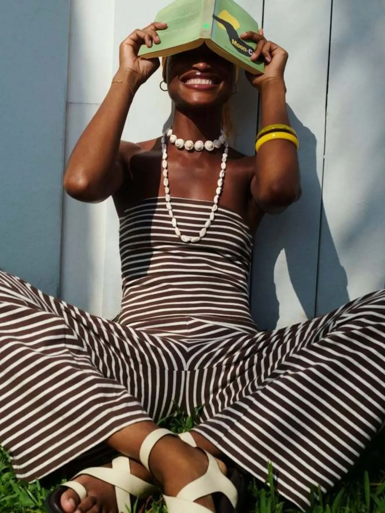 Women's Striped Print Crop Tube Top & Wide Leg Pants Set