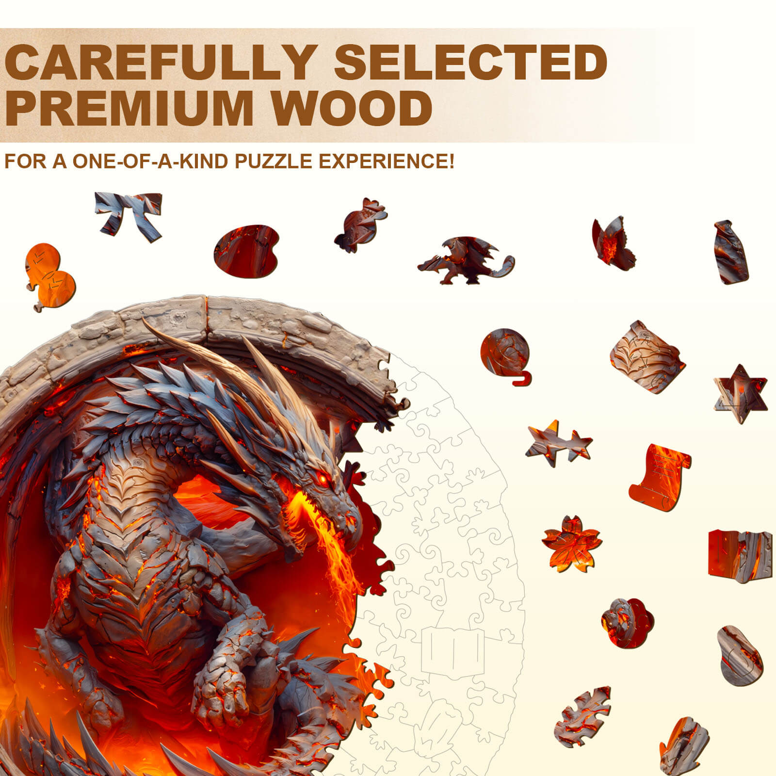 Elements Fire Dragon Wooden Jigsaw Puzzle