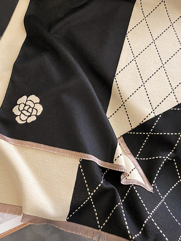 Original Floral Printed Contrast Color Shawl&Scarf