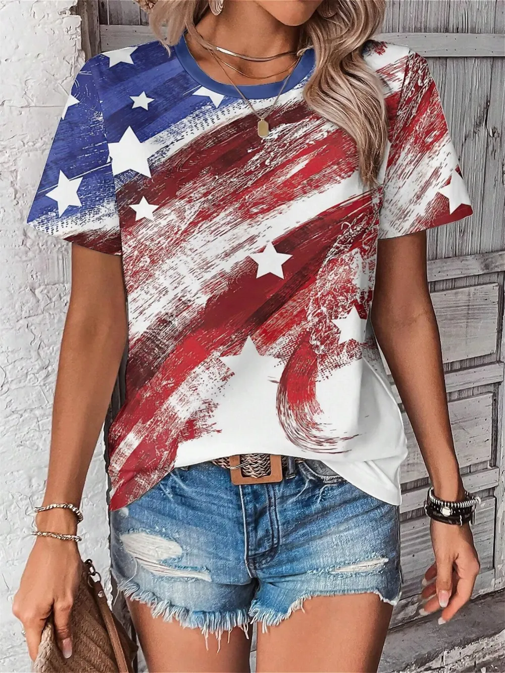 Casual 3D Printing Crew Neck Short Sleeve T-shirt