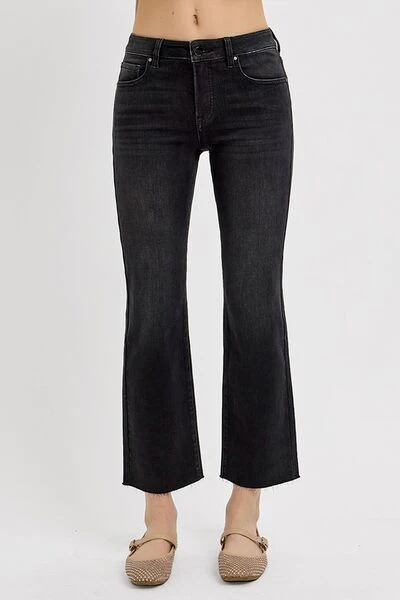 Tummy Control Mid Rise Crop Straight Jeans